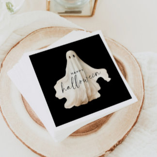 Serviette En Papier Halloween Papier Napkin Fantôme Éffrayant Noir Déc