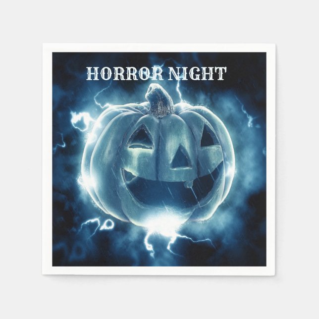 Serviette En Papier Halloween Parti mal bleu Citrouille Horreur (Devant)