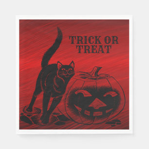 Serviette En Papier Halloween Parti mal noir Chat Citrouille rouge peu