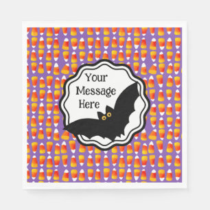 Serviette En Papier Halloween personnalisé Crazy Corn Corn Bat noir