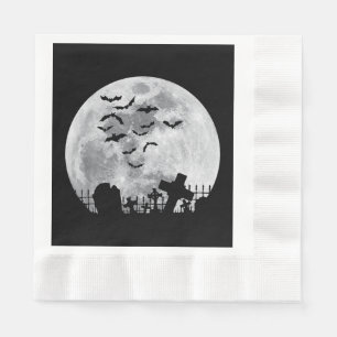 Serviette En Papier Halloween Pleine lune Cimetière Bats Éffrayants