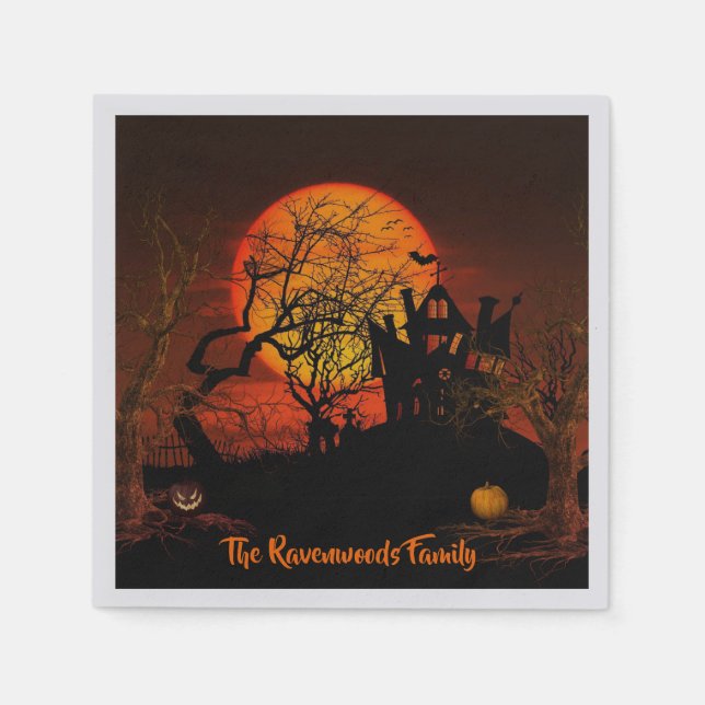 Serviette En Papier Halloween Pleine lune de feu (Devant)