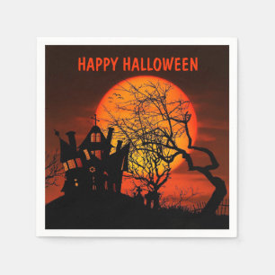 Serviette En Papier Halloween Pleine lune Haunted Maison Horreur Nuit 