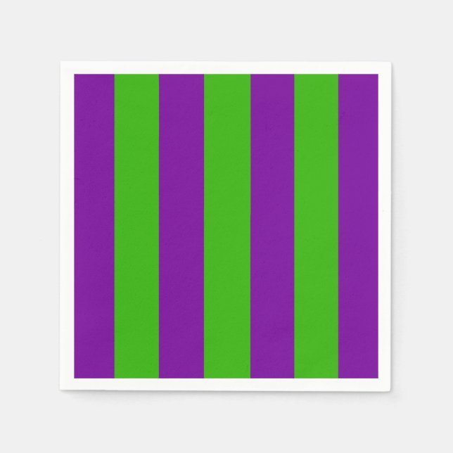 Serviette En Papier Halloween rayures en violet et vert (Devant)
