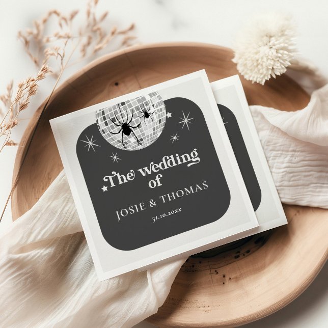 Serviette En Papier Halloween Retro Disco Spiders & Disco Ball Mariage (Créateur téléchargé)