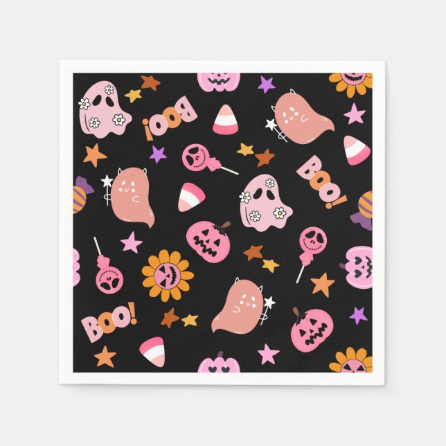 Serviette En Papier Halloween rose (Devant)