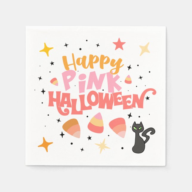 Serviette En Papier Halloween rose (Devant)