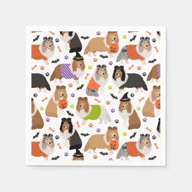 Serviette En Papier Halloween Shetland Sheepdog Shelty (Devant)