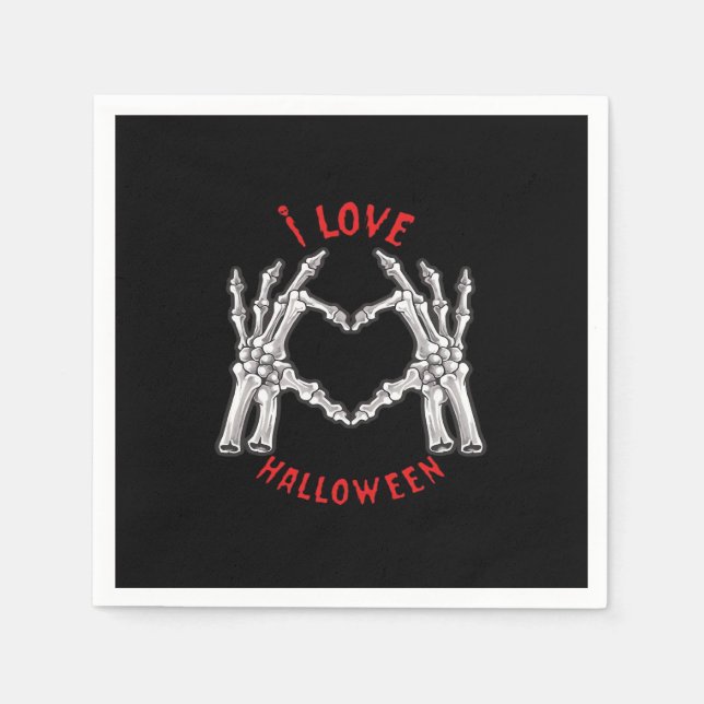 Serviette En Papier Halloween Skeletal Mains Coeur drôle Dire (Devant)
