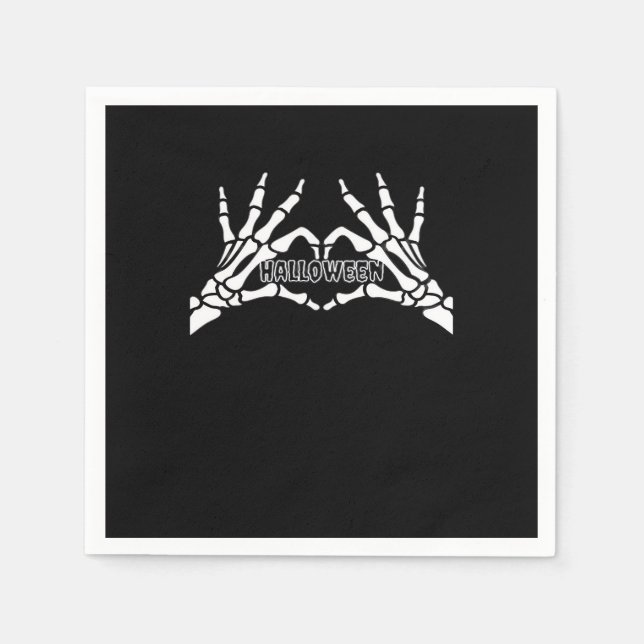 Serviette En Papier Halloween - Skeleton Hands Heart (Devant)