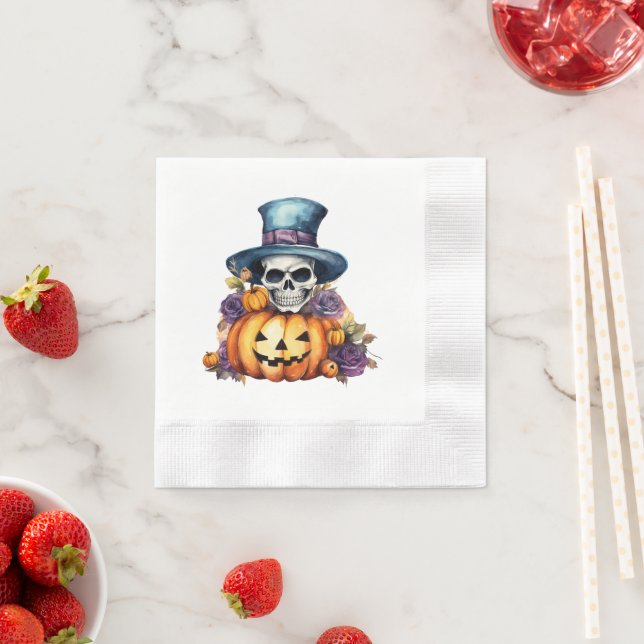 Serviette En Papier Halloween Skeleton Papier Napkin (En situation)