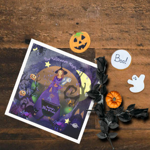 Serviette En Papier Halloween sorcière violet fête d'anniversaire