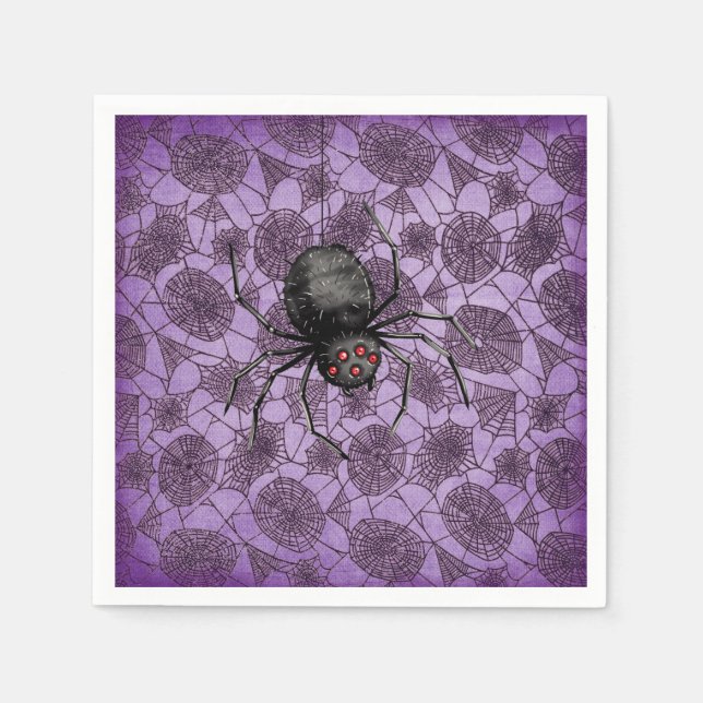 Serviette En Papier Halloween Spider Webs Sur Purple (Devant)