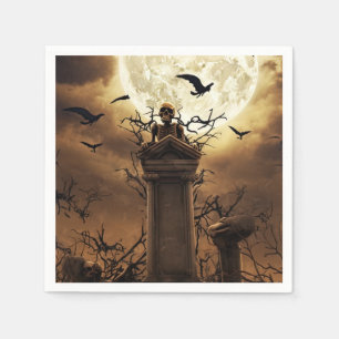 Serviette En Papier Halloween Squelette Crâne cimetière cimetière cime