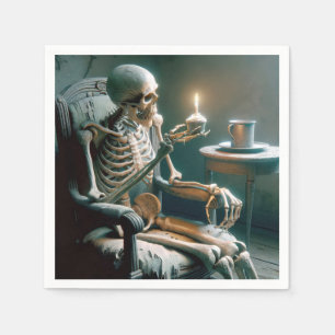 Serviette En Papier Halloween Squelette d'anniversaire