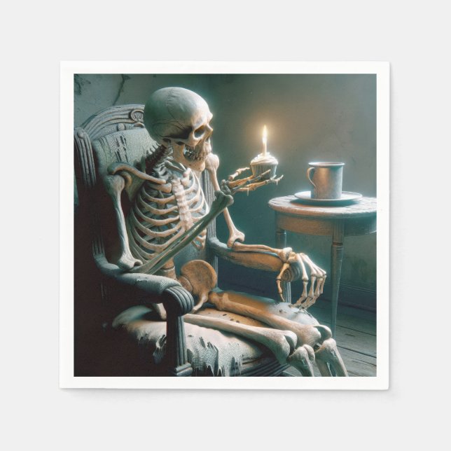 Serviette En Papier Halloween Squelette d'anniversaire (Devant)