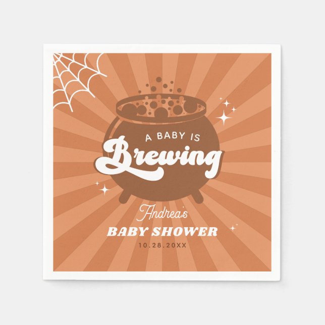 Serviette En Papier Halloween super Un Bébé Brasse Baby shower (Devant)