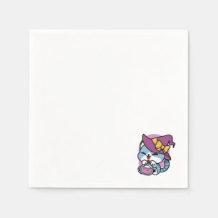 Serviette En Papier Halloween Tabby Chat - Sorcière Casquette & Potion