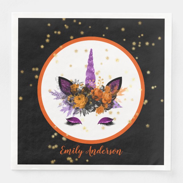 Serviette En Papier Halloween Unicorn Visage Girls Anniversaire fête v (Devant)