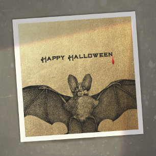 Serviette En Papier Halloween Vampire Bat Or