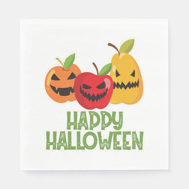 Serviette En Papier Halloween Vegan Happy Halloween Citrouille Végétar (Devant)