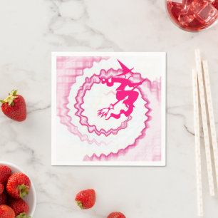 Serviette En Papier Halloween volant rose chaud sorcière magique sort