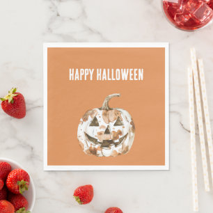 Serviette En Papier Halloween Western Cowgirl Cowboy Orange Citrouille