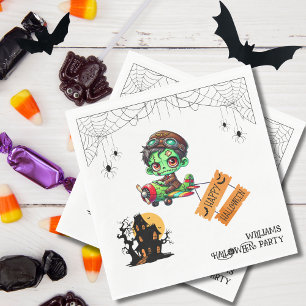 Serviette En Papier Halloween Whimsical Zombie Pilote Avion Enfants Ha