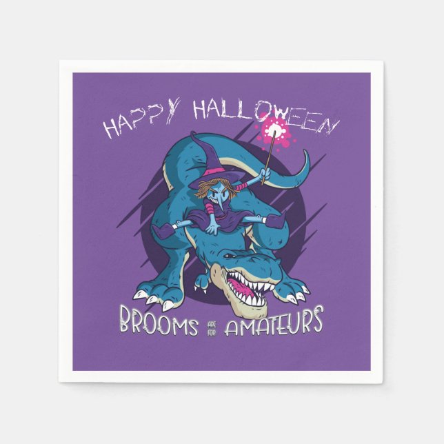 Serviette En Papier Halloween Wicked Witch Sur T-Rex Illustration Part (Devant)