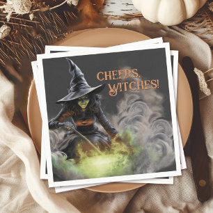 Serviette En Papier Halloween Witch Stirring Cauldron