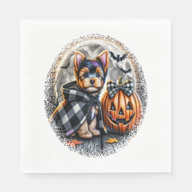 Serviette En Papier Halloween Yorkie Dog (Devant)