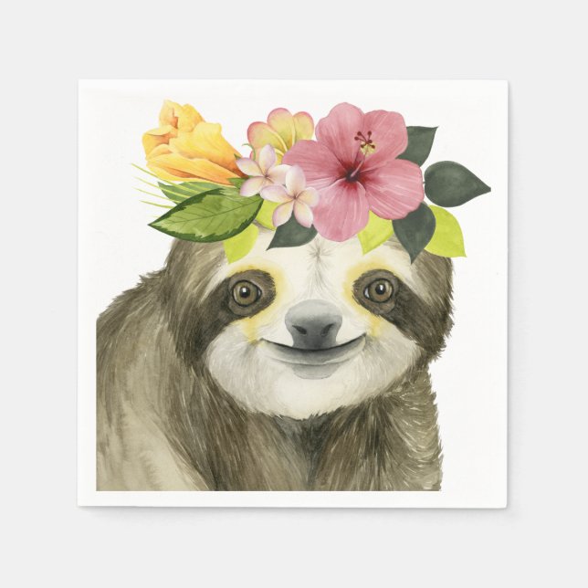 Serviette En Papier Halo tropical | Sweet Sloth (Devant)