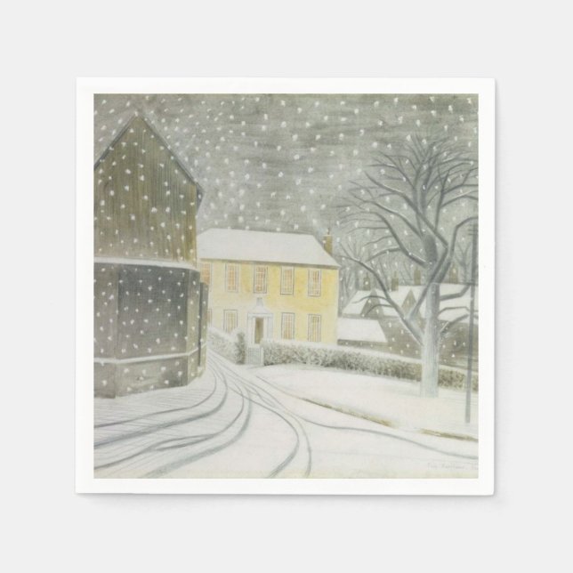 Serviette En Papier Halstead Road à Neige (par Eric Ravilious) (Devant)