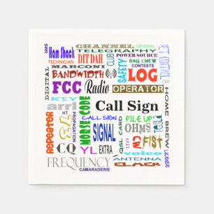 Serviette En Papier Ham Radio Word Collage serviettes Customiser!