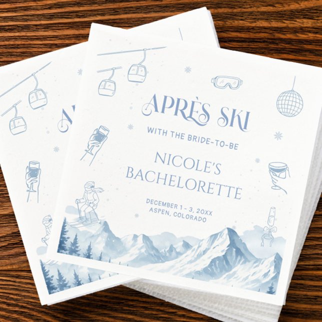Serviette En Papier Hand Drawn Apres Aki Winter Bachelorette Party (Créateur téléchargé)