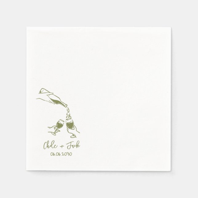Serviette En Papier Hand Drawn Champagne Tower Glass Wedding Napkins (Devant)