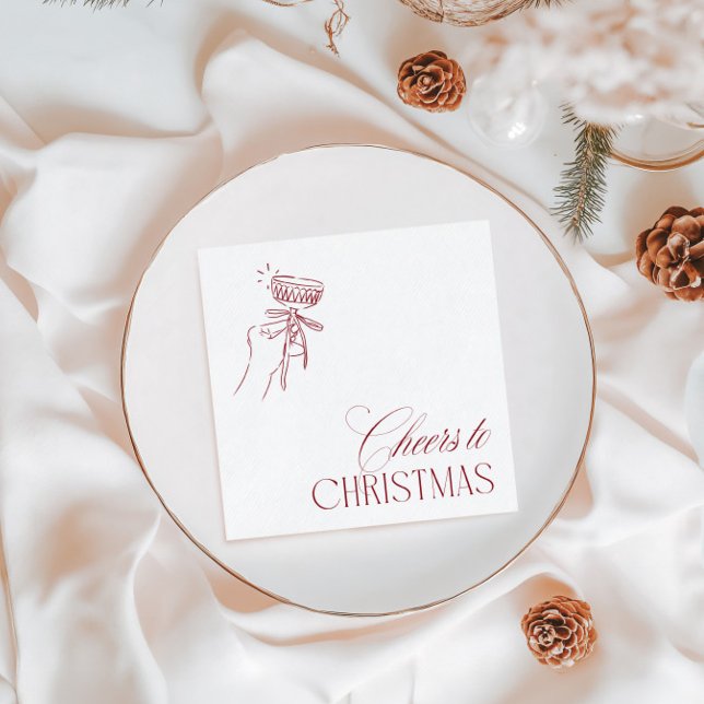 Serviette En Papier Hand Drawn "Cheers to Christmas" Holiday Party (Hand Drawn "Cheers to Christmas" Holiday Party Napkins)