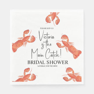 Serviette En Papier Hand Watercolor Lobsters Main Catch Bridal Shower