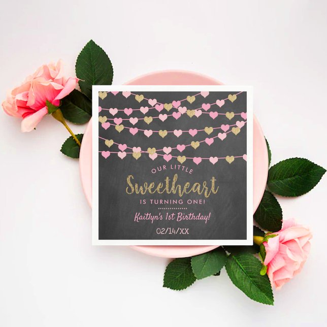 Serviette En Papier Hanging Love Hearts Petit Amoureux Anniversaire (Créateur téléchargé)