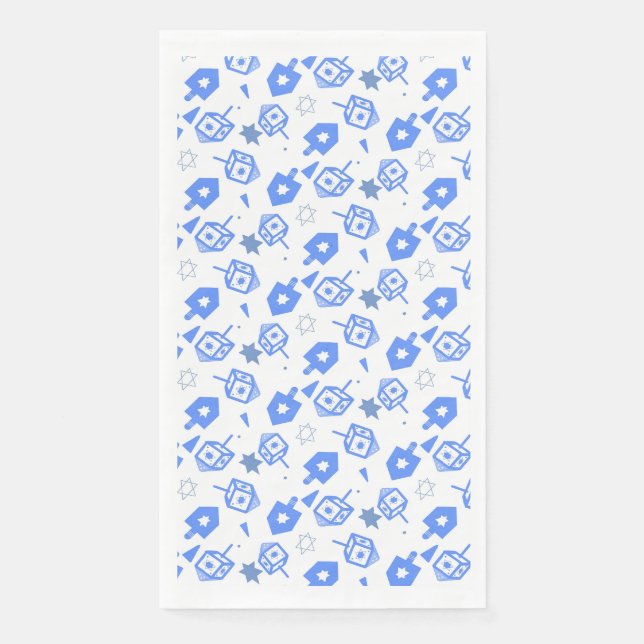 Serviette En Papier Hanoukka bleu et blanc Dreidel (Devant)