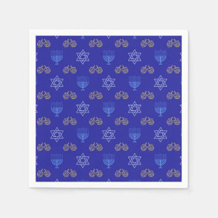 Serviette En Papier Hanoukka Gold Dreidel Star de David Menorah