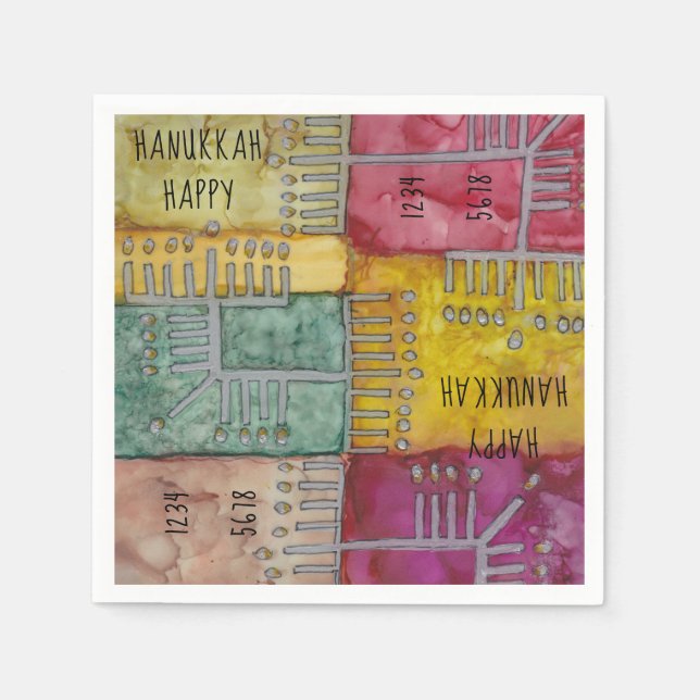 Serviette En Papier Hanoukka Menorahs (Devant)