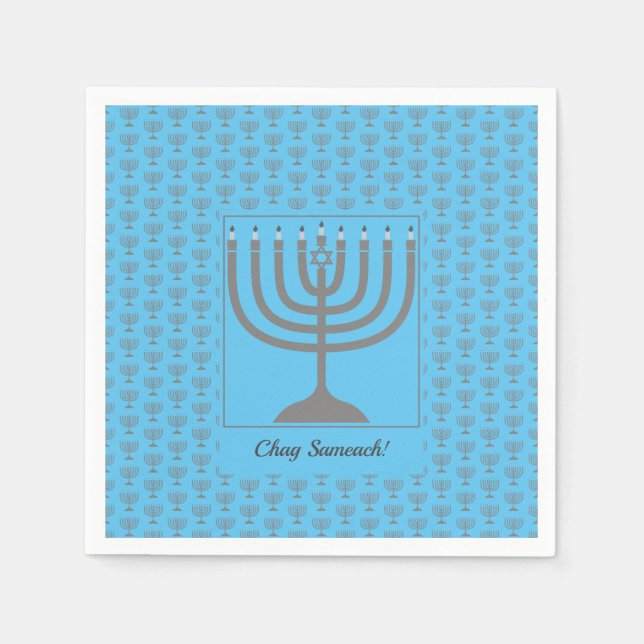 Serviette En Papier Hanoukka personnalisée | Papier MENORAH (Devant)