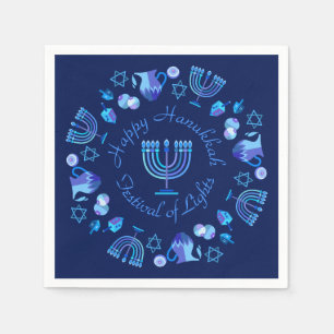 Serviette En Papier Hanukkiah Happy Hanoukka Juive Fête Menorah