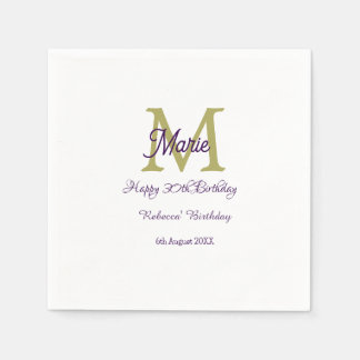 Serviette En Papier Happy 30th Birthday goldenadd name monogram modern