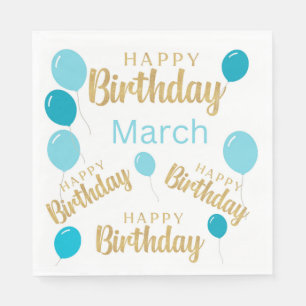 Serviette En Papier Happy birthday March birthdays Paper Napkin