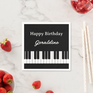 Serviette En Papier Happy Birthday Piano Player Personalised