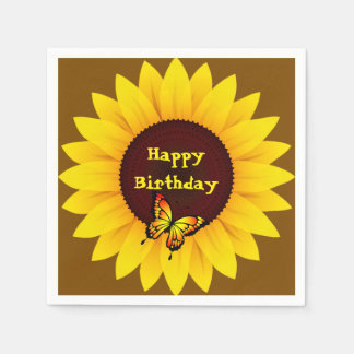 Serviette En Papier Happy Birthday Sunflower Paper Napkins
