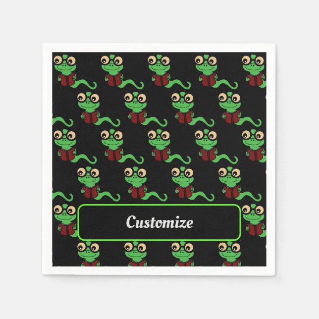 Serviette En Papier Happy Bookworm Black (Devant)