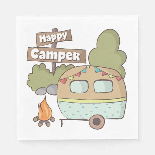 Serviette En Papier Happy Camper Trailer Papier Napkin (Devant)